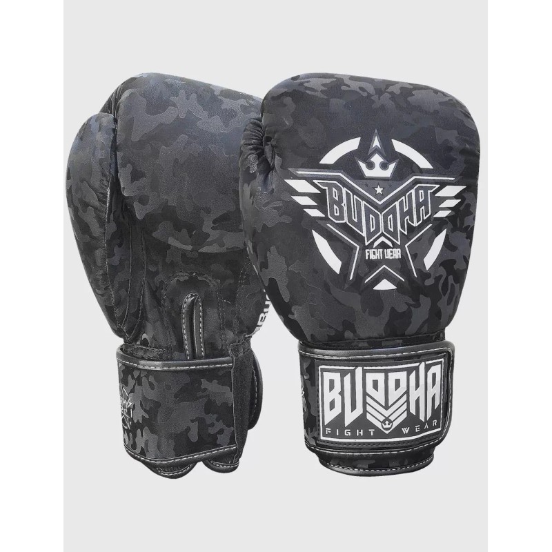 Buddha Army Negros guantes para Boxeo, Muay Thai y Kick Boxing Buddha Army Negros guantes para Boxeo, Muay Thai y Kick Boxing