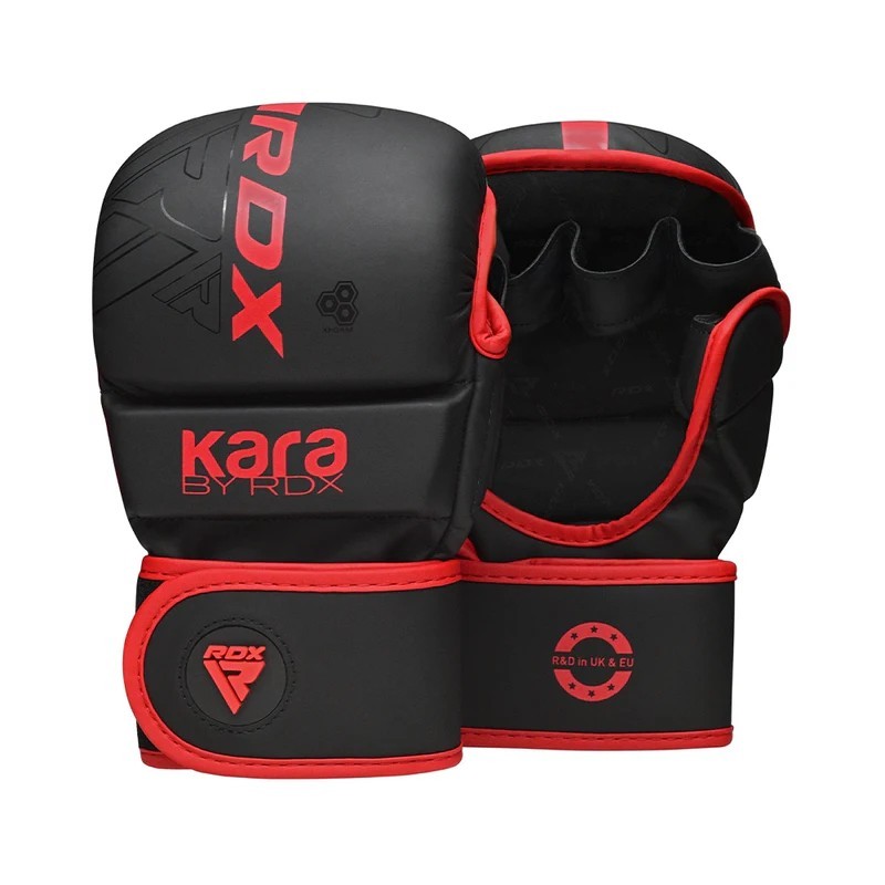GUANTES MMA RDX F6 KARA ROJO NEGRO