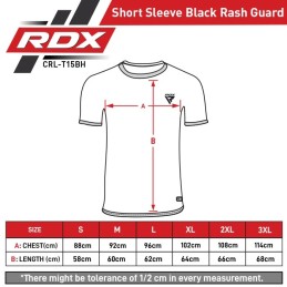 RASH GUARD RDX T15 NEGRO MANGA CORTA