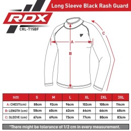 RASH GUARD RDX T15 NEGRO MANGA LARGA